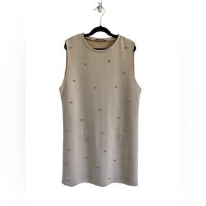 Zara Faux Suede Tan Dress With Rhinestones Sz S, Mini Casual Dress, Super Soft‌‌